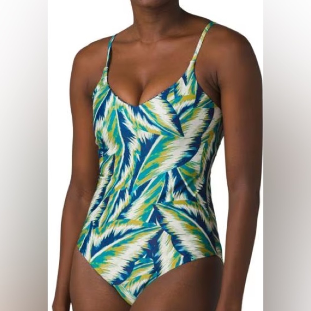 Prana reversible one piece swimsuit bathing suit swimwear summer tropic small